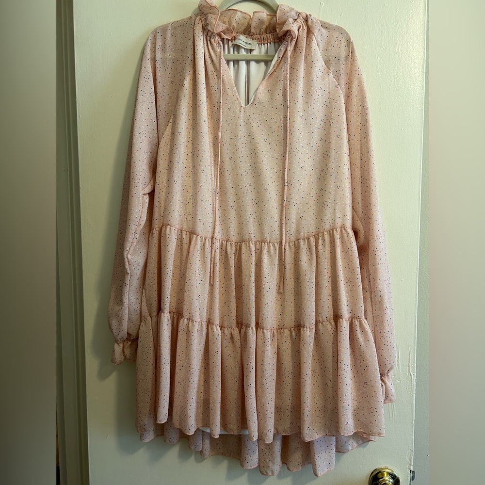 Saints & Hearts pink confetti print flowy dress size medium